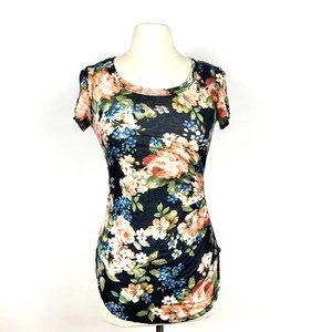 Karen Kane Blue Floral Short Sleeve Top M